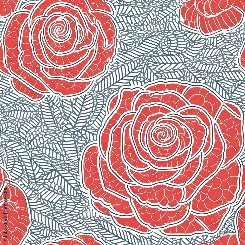 Rose flower seamless pattern. Floral seamless background. Generative AI