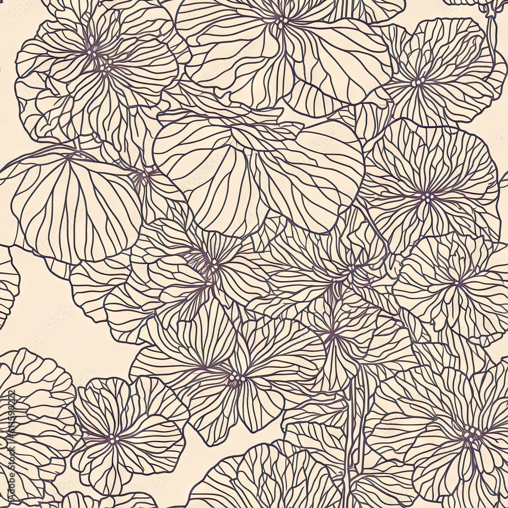 Hydrangea flower seamless pattern. Floral seamless background. Generative AI