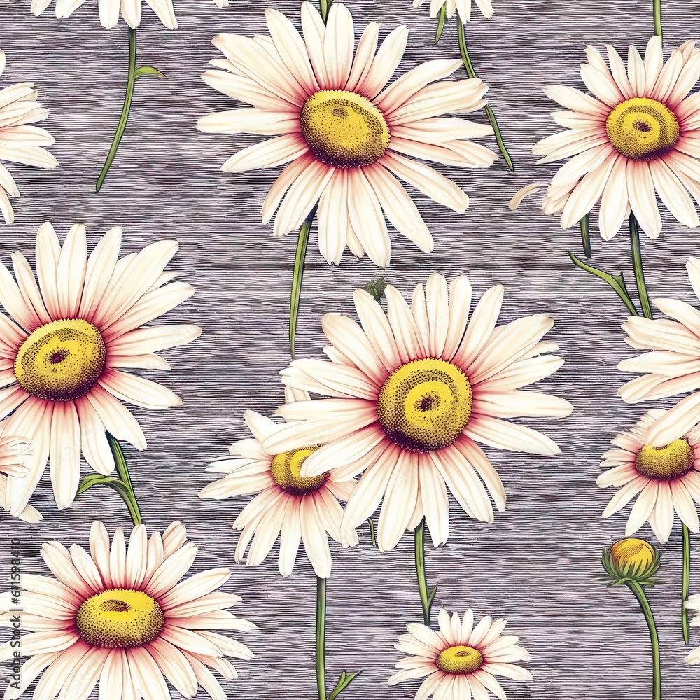 Gerbera flower seamless pattern. Floral seamless background. Generative AI