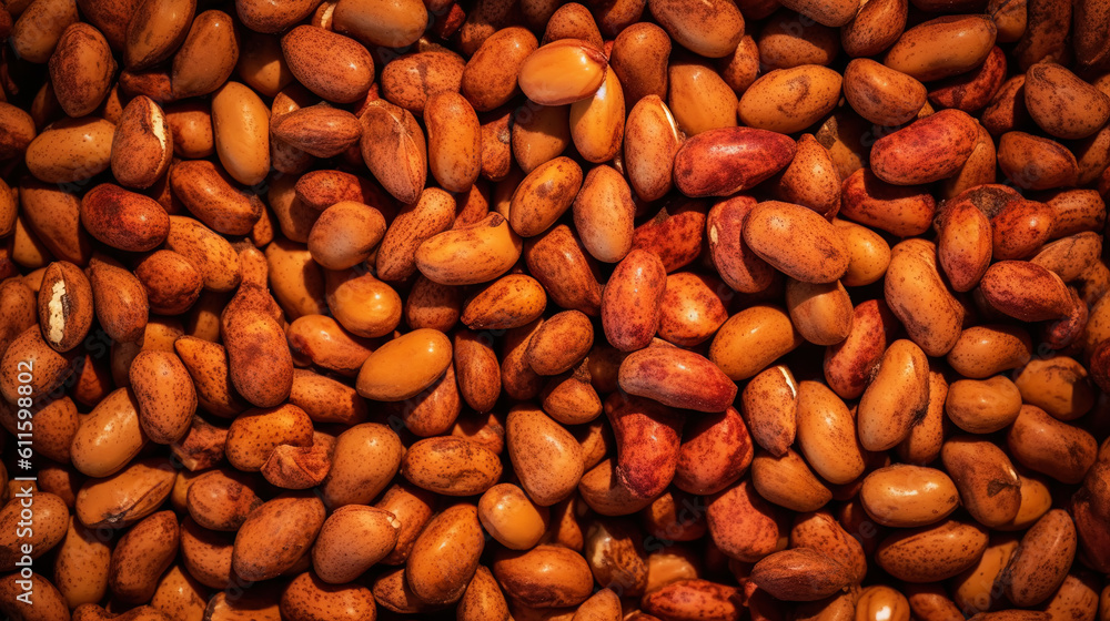 Many roasted peanuts background. Food Backdrop. Generative AI