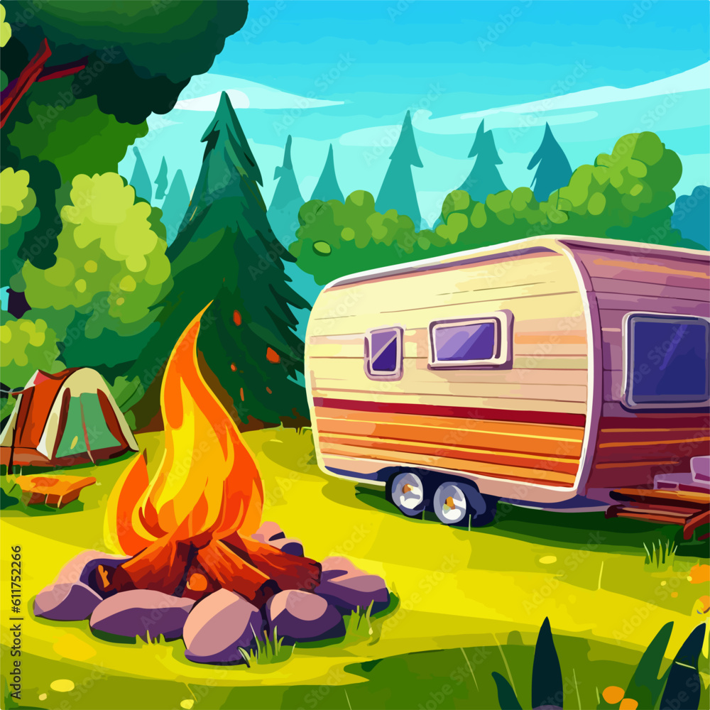 camping in the woods