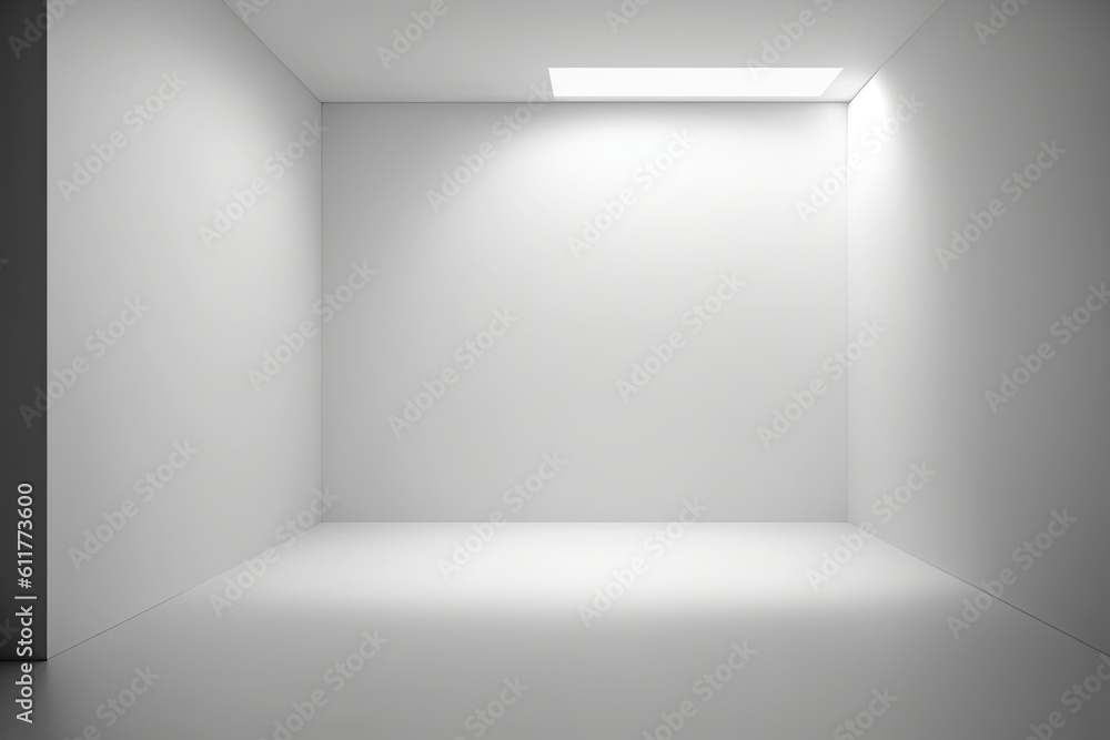 empty room illuminated by a bright ceiling light. Generative AI