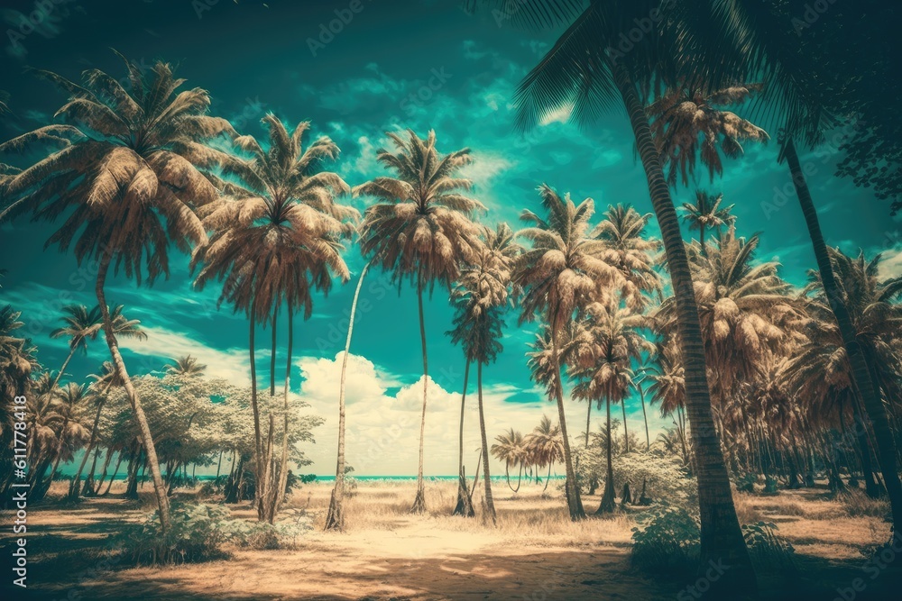 palm trees on a tropical beach. Generative AI