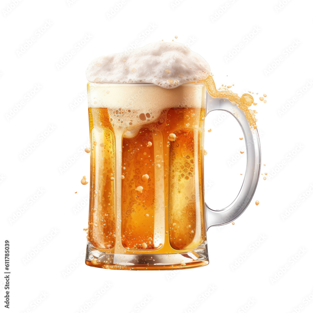 Mug fresh beer isolated. Illustration AI Generative.