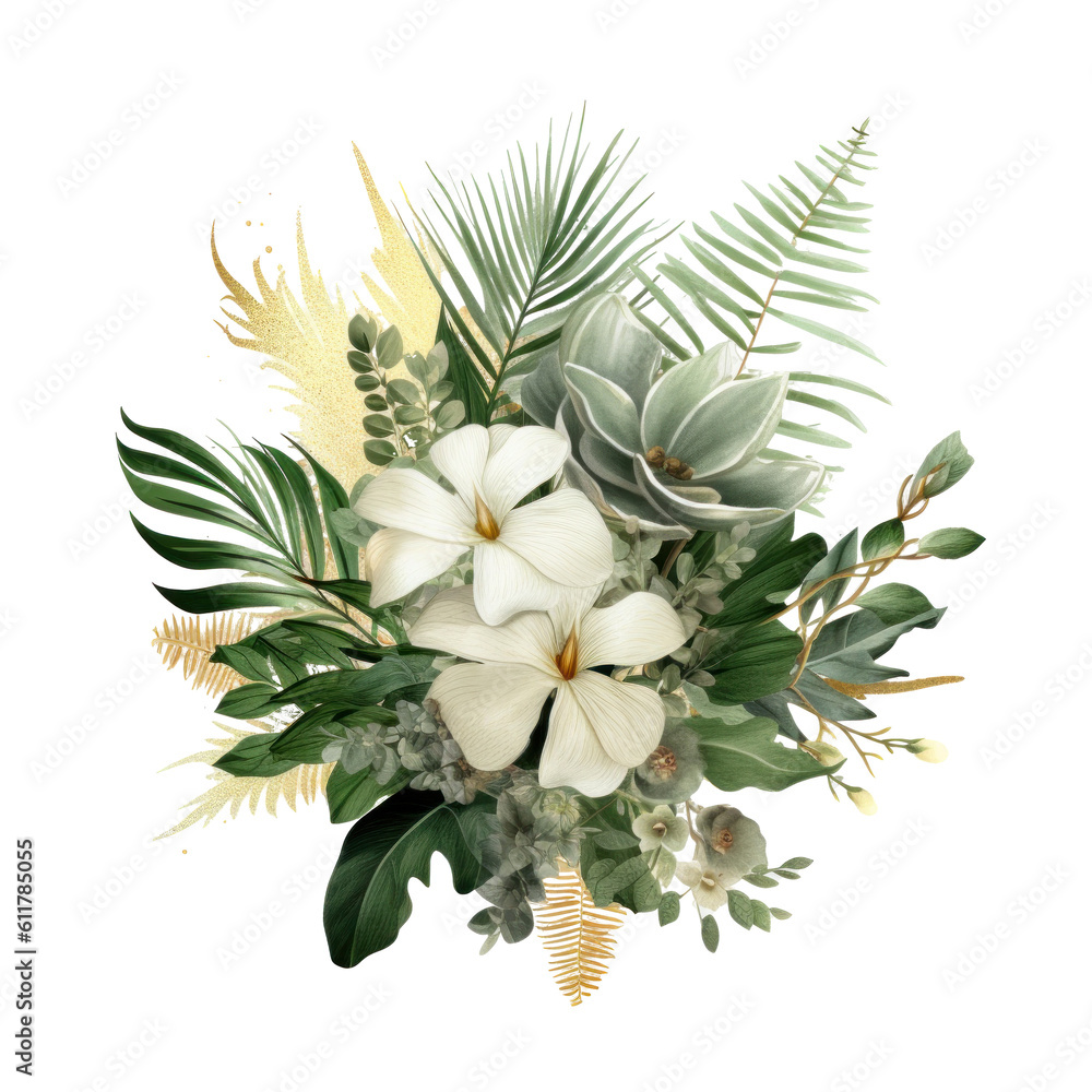 Tropical leaves background. Illustration AI Generative.