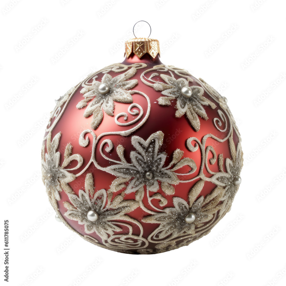 Christmas ball isolated. Illustration AI Generative.