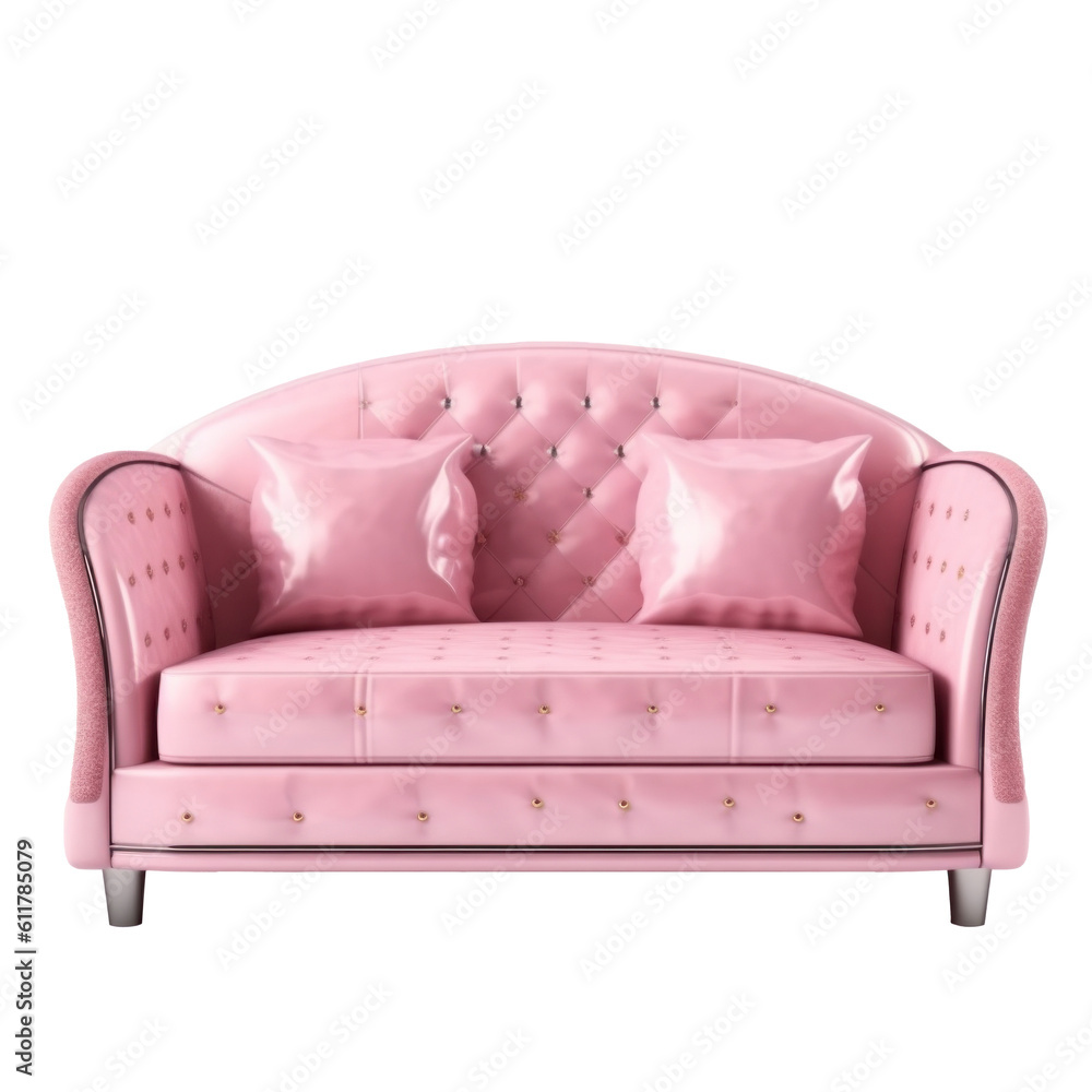 Pink sofa isolated. Illustration AI Generative.