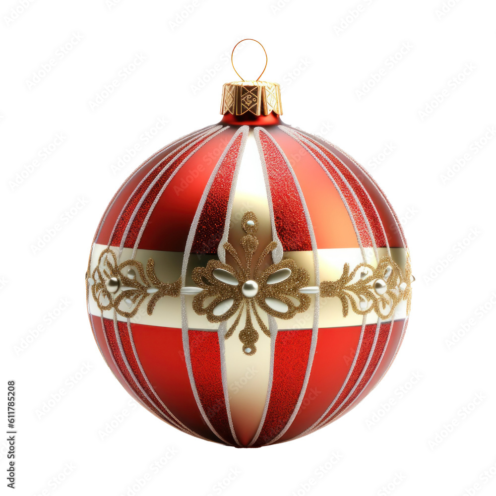 Christmas ball isolated. Illustration AI Generative.