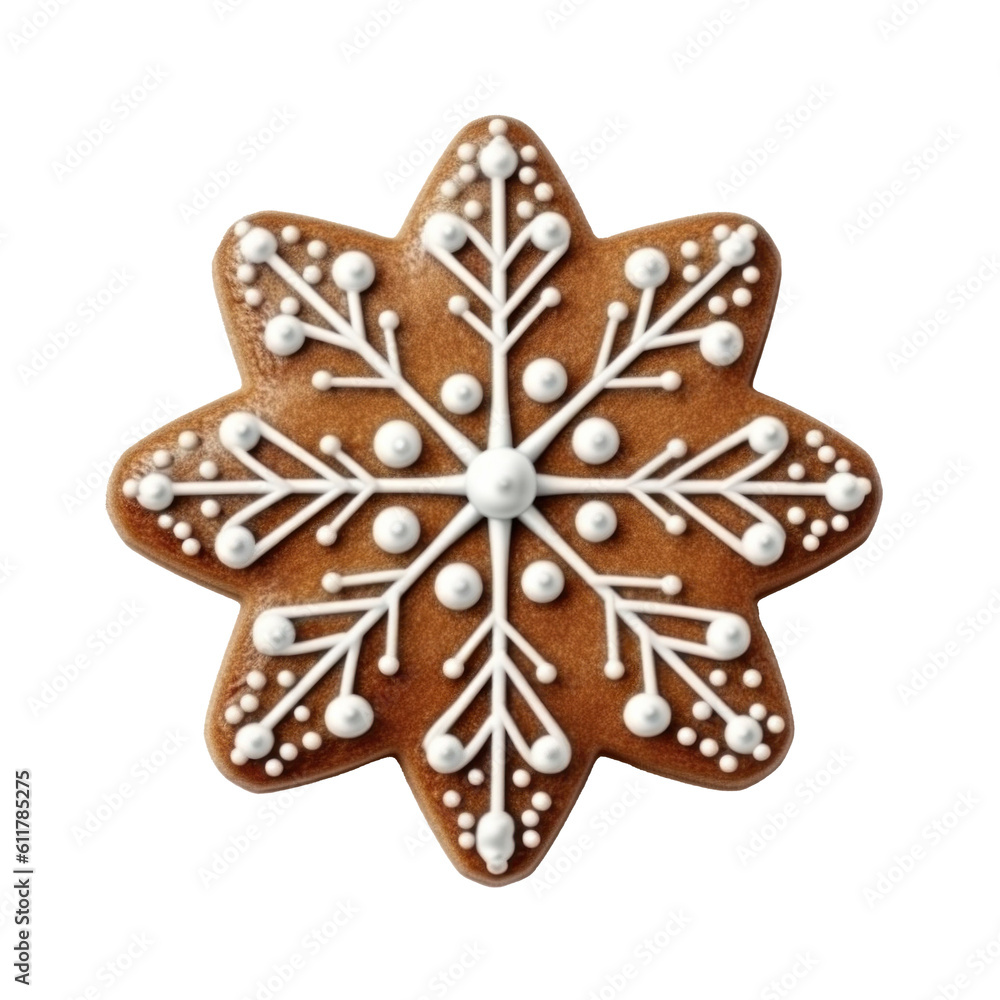 Gingerbread cookie isolated. Illustration AI Generative.