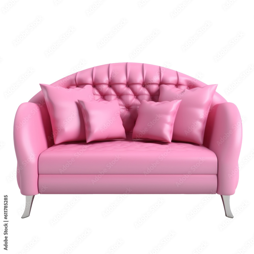 Pink sofa isolated. Illustration AI Generative.