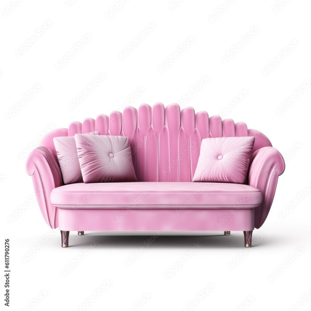 Pink sofa isolated. Illustration AI Generative.