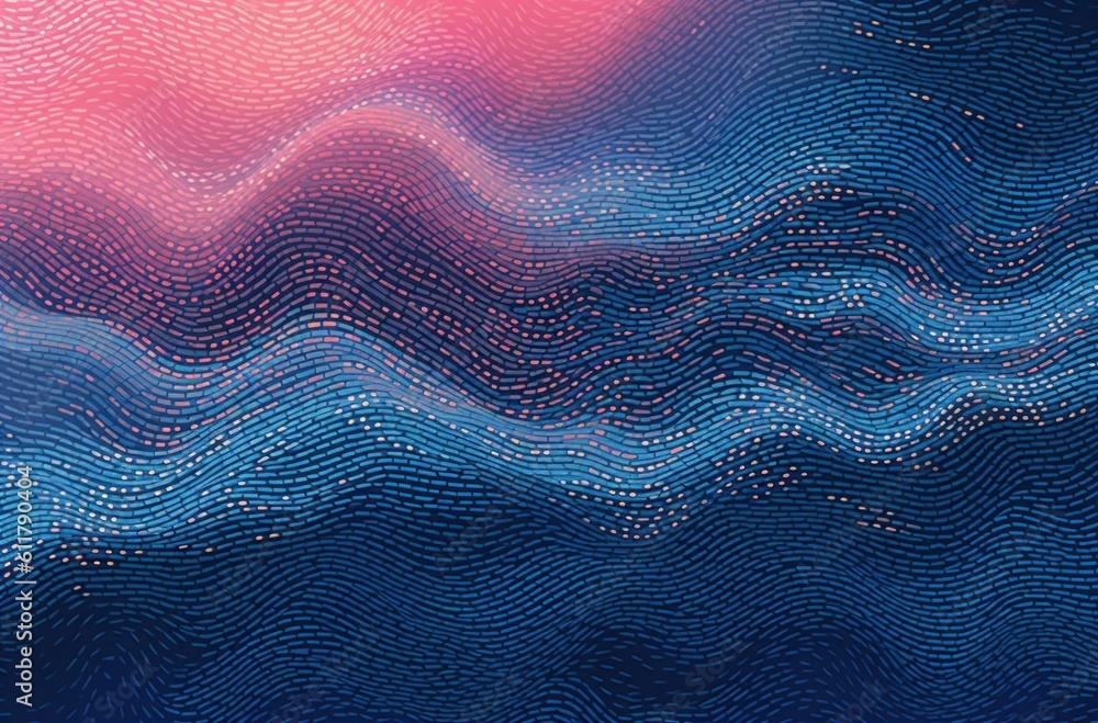 Abstract neon wave background. Illustration AI Generative.