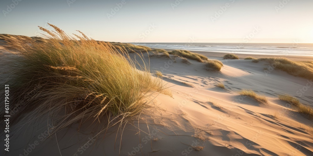 Serene coastal dunes stretching as far as the eye can see  Generative AI Digital Illustration Part#1