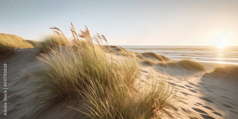 Serene coastal dunes stretching as far as the eye can see  Generative AI Digital Illustration Part#1