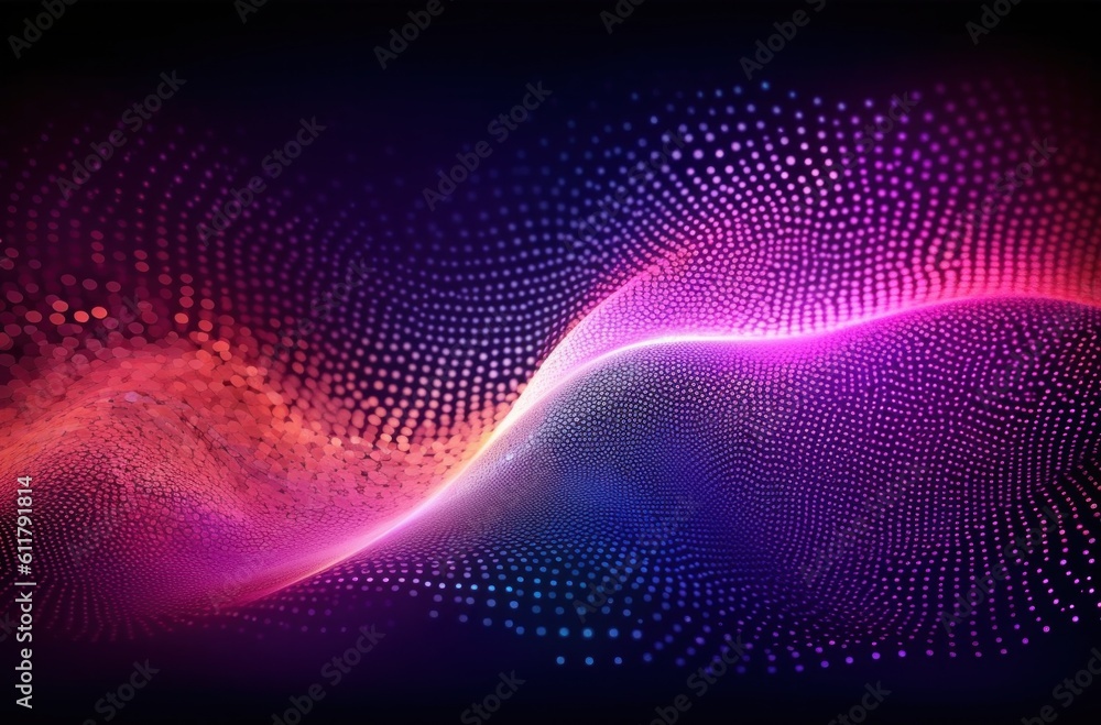 Abstract neon wave background. Illustration AI Generative.