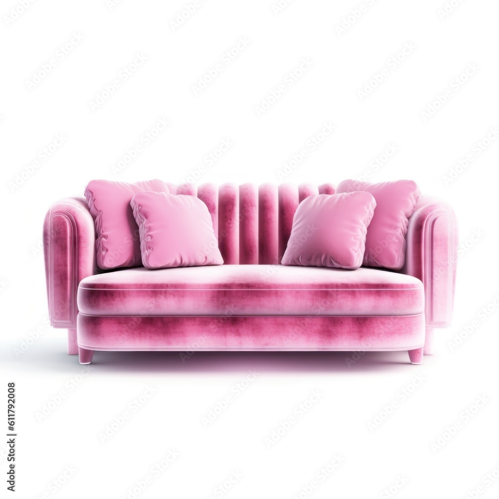 Pink sofa isolated. Illustration AI Generative.