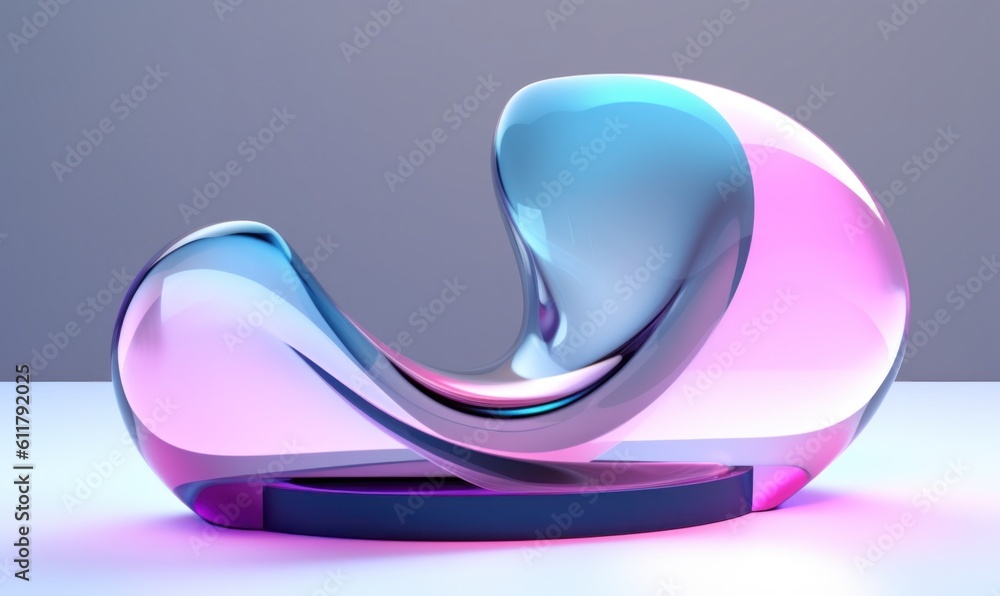 3d curved acrylic abstract geometrical shapes for a business desktop. Illustration AI Generative