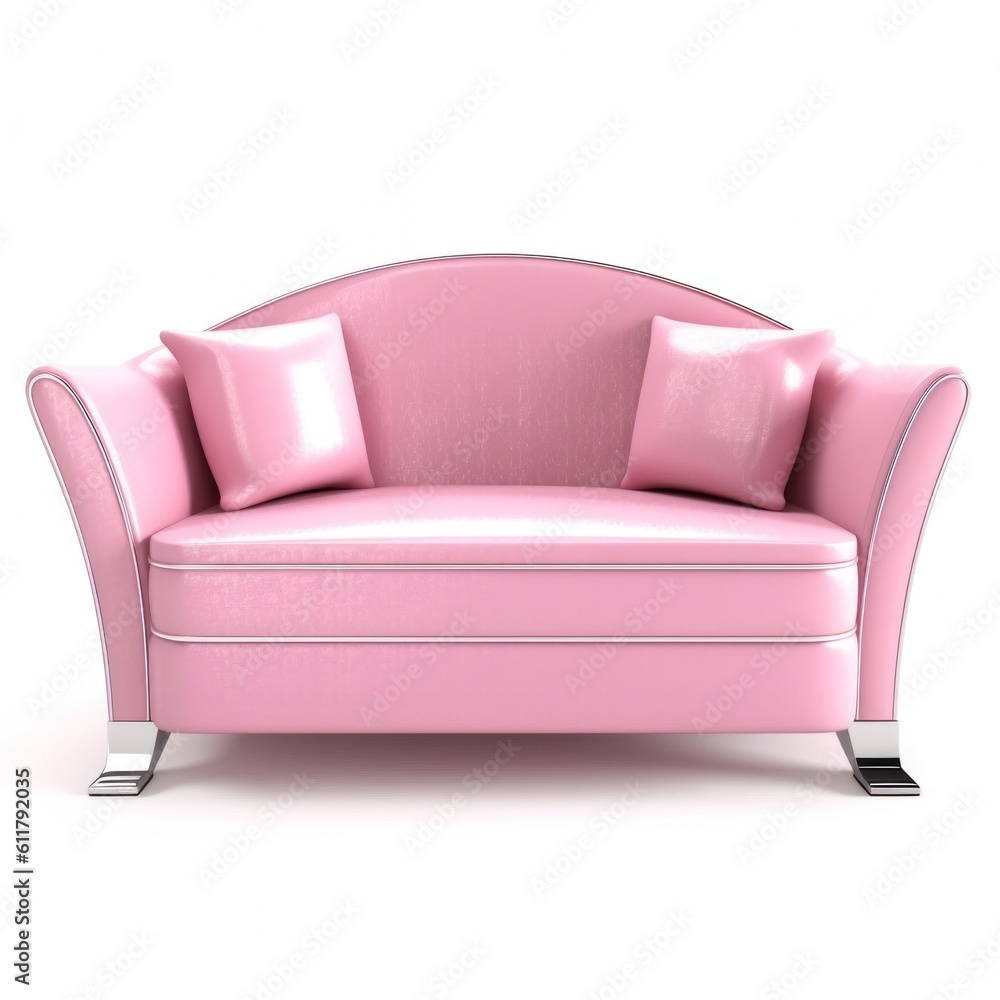 Pink sofa isolated. Illustration AI Generative.