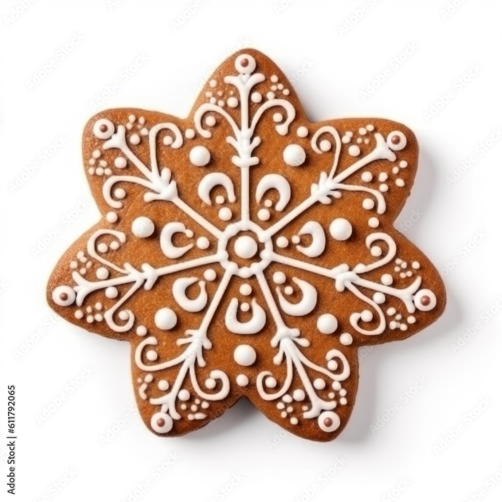 Gingerbread cookie isolated. Illustration AI Generative.