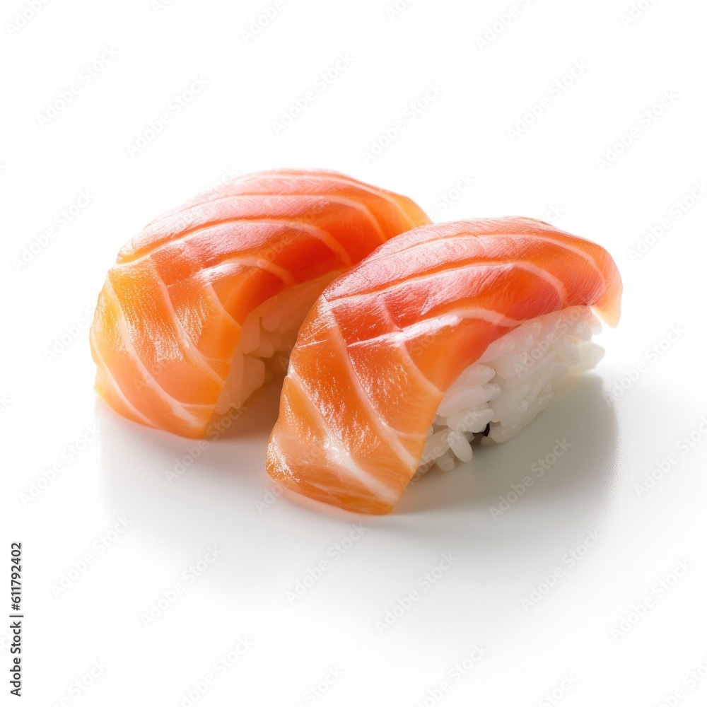 Salmon sushi isolated. Illustration AI Generative.