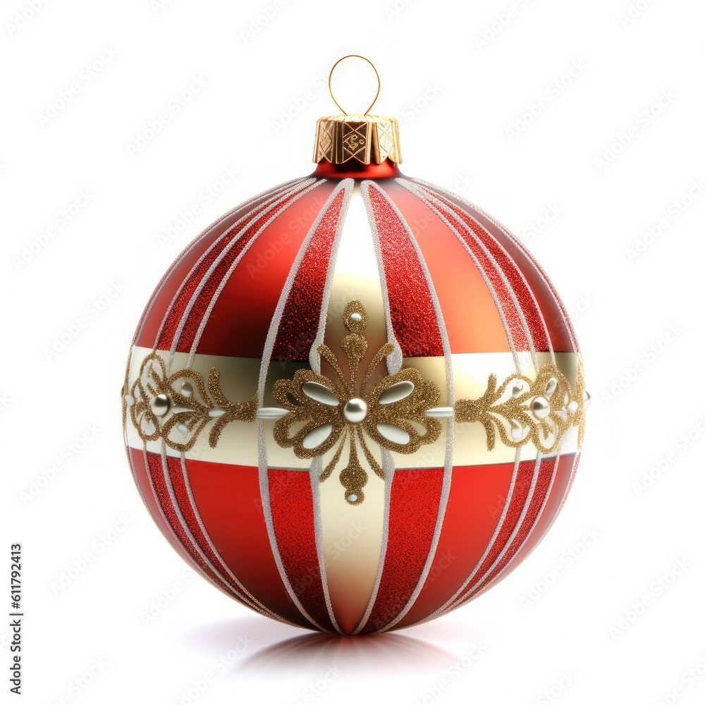 Christmas ball isolated. Illustration AI Generative.