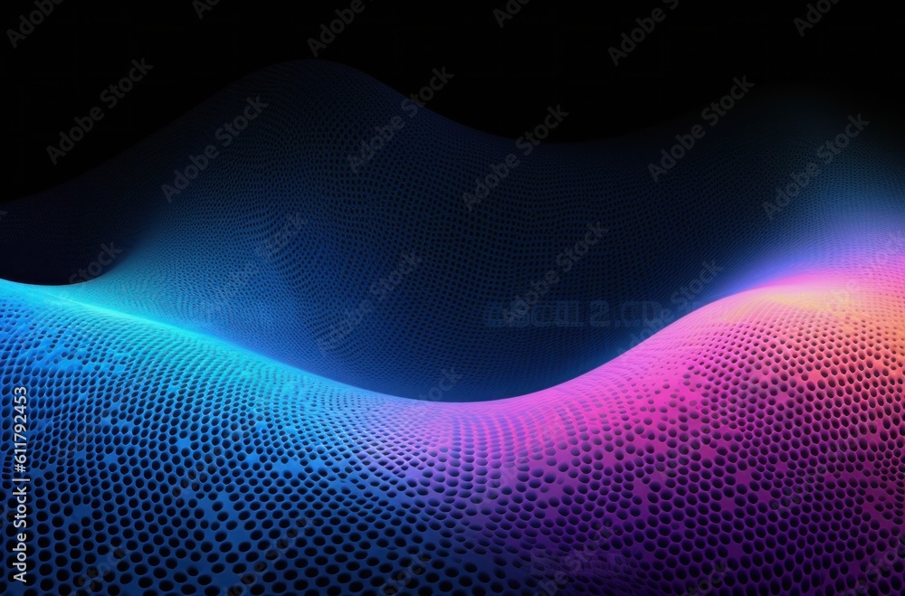 Abstract neon wave background. Illustration AI Generative.