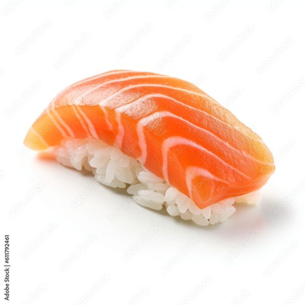 Salmon sushi isolated. Illustration AI Generative.