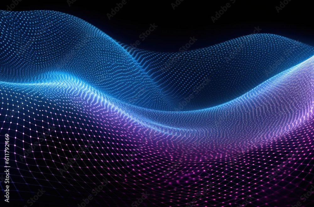 Abstract neon wave background. Illustration AI Generative.