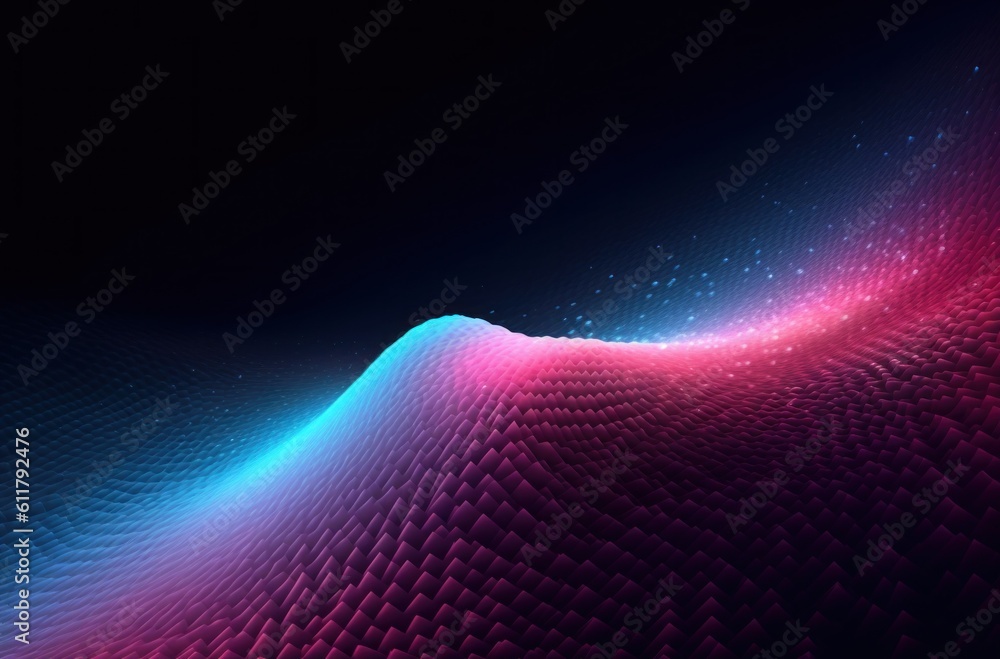 Abstract neon wave background. Illustration AI Generative.