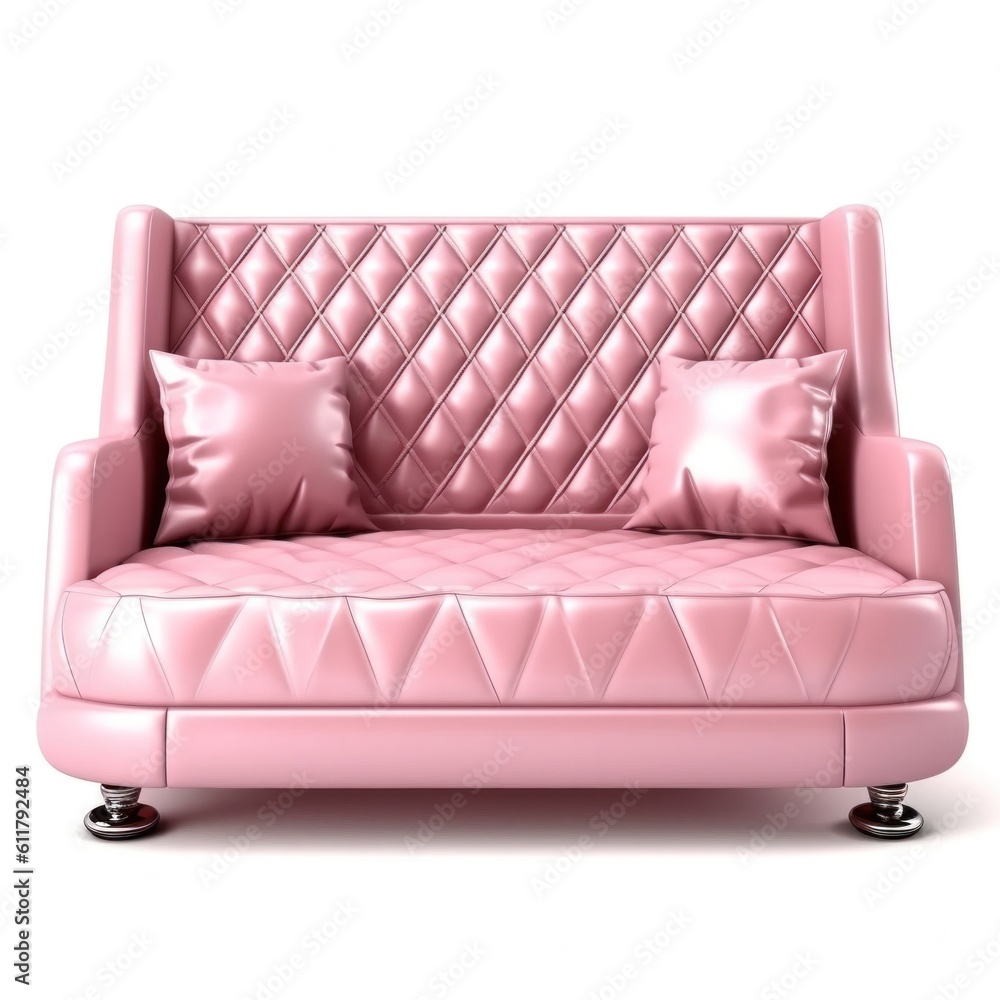 Pink sofa isolated. Illustration AI Generative.