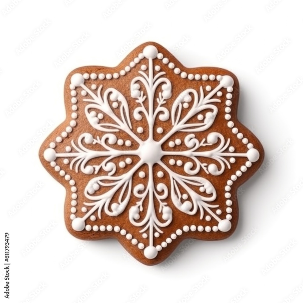 Gingerbread cookie isolated. Illustration AI Generative.