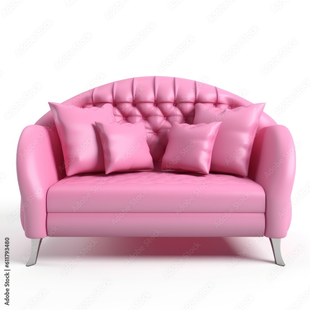 Pink sofa isolated. Illustration AI Generative.