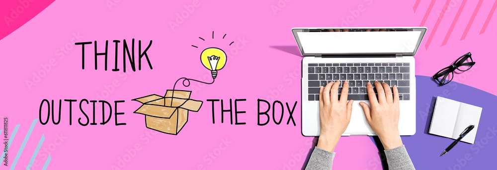 Think outside the box with person using a laptop computer