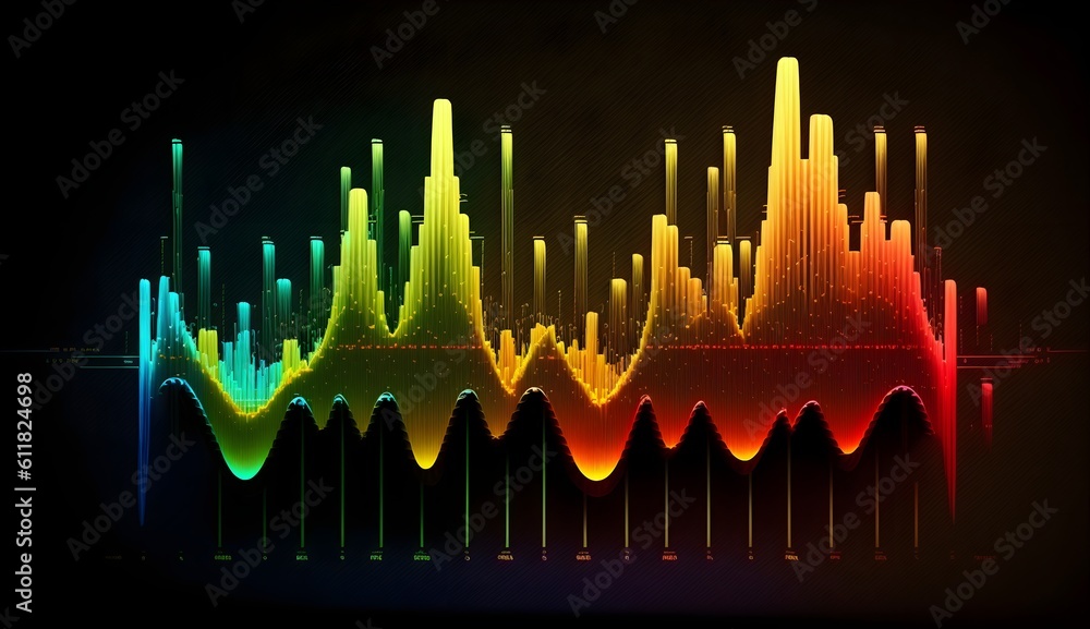 Abstract Sound waves and frequency audio waveform, music wave HUD interface elements, voice graph si