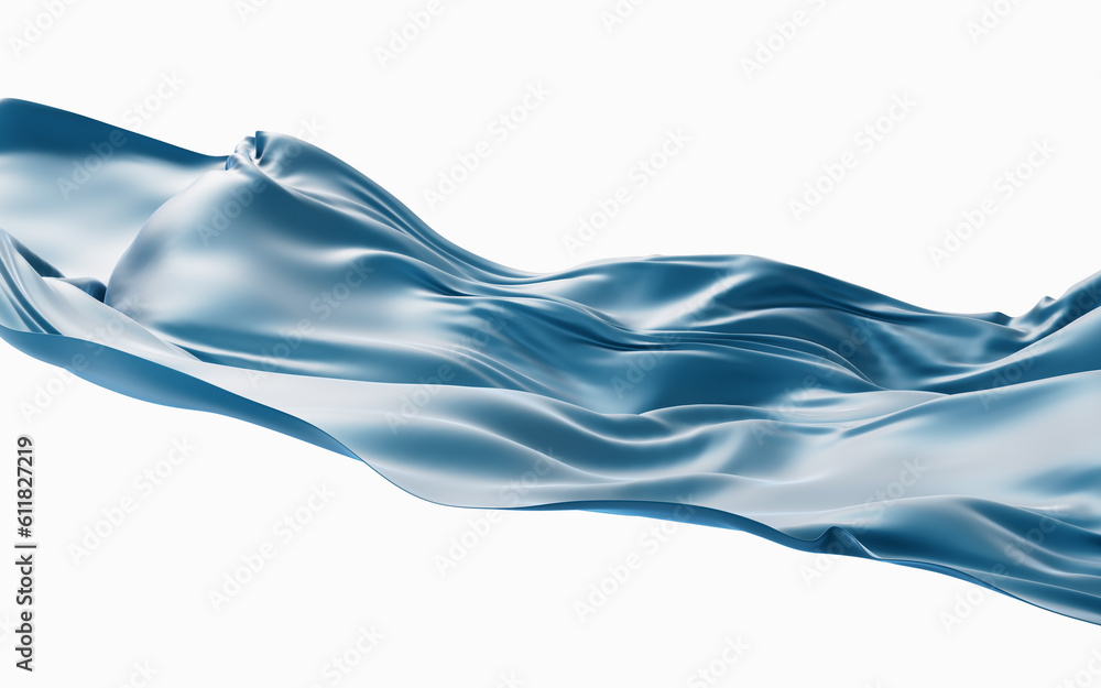 Smooth blue wave cloth background, 3d rendering.