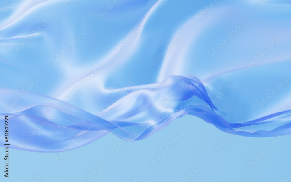 Smooth blue wave cloth background, 3d rendering.