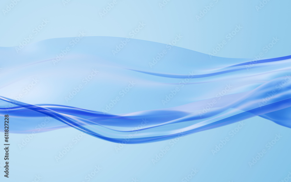 Smooth blue wave cloth background, 3d rendering.