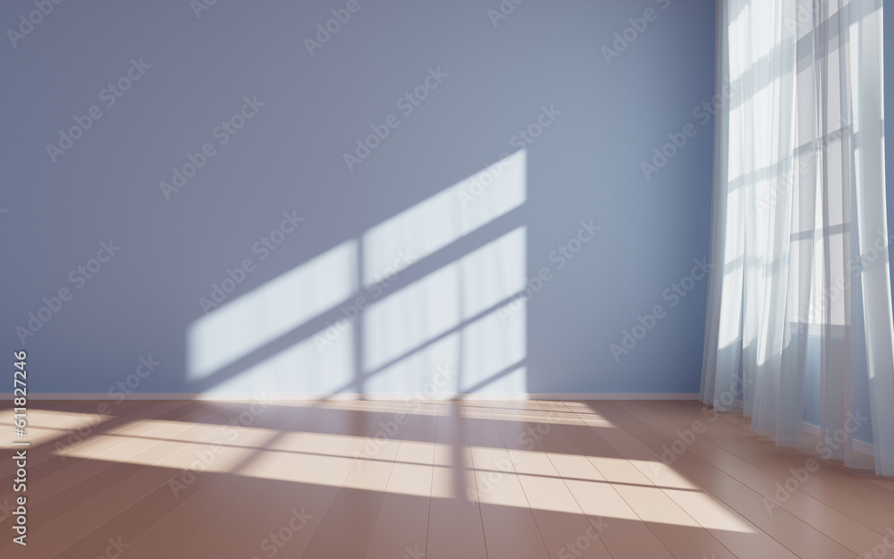 Empty room with light comes in, 3d rendering.