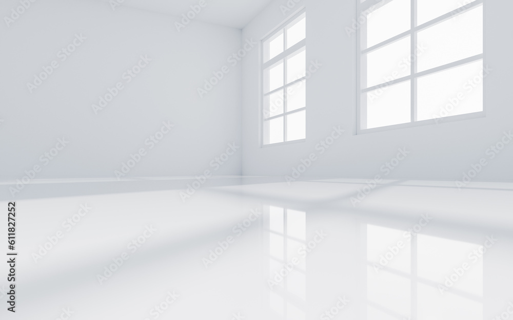 Empty room with light comes in, 3d rendering.