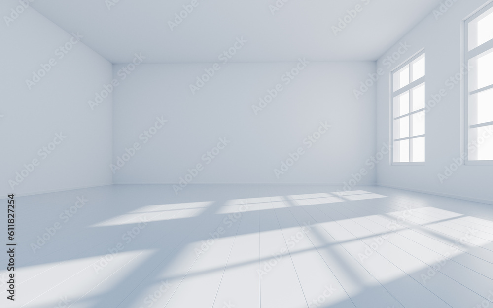 Empty room with light comes in, 3d rendering.