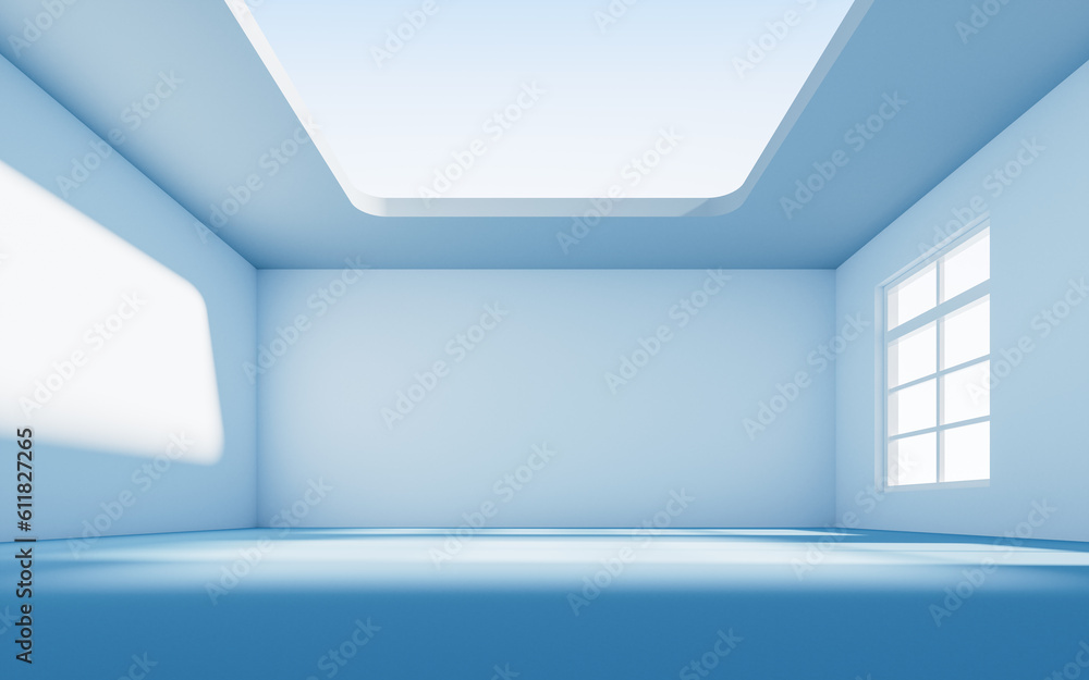 Empty room with light comes in, 3d rendering.