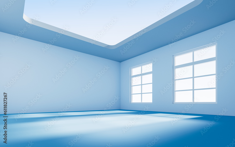 Empty room with light comes in, 3d rendering.