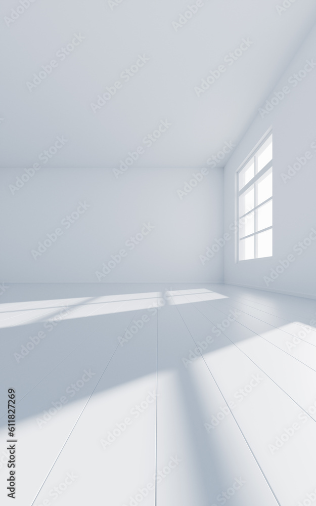 Empty room with light comes in, 3d rendering.