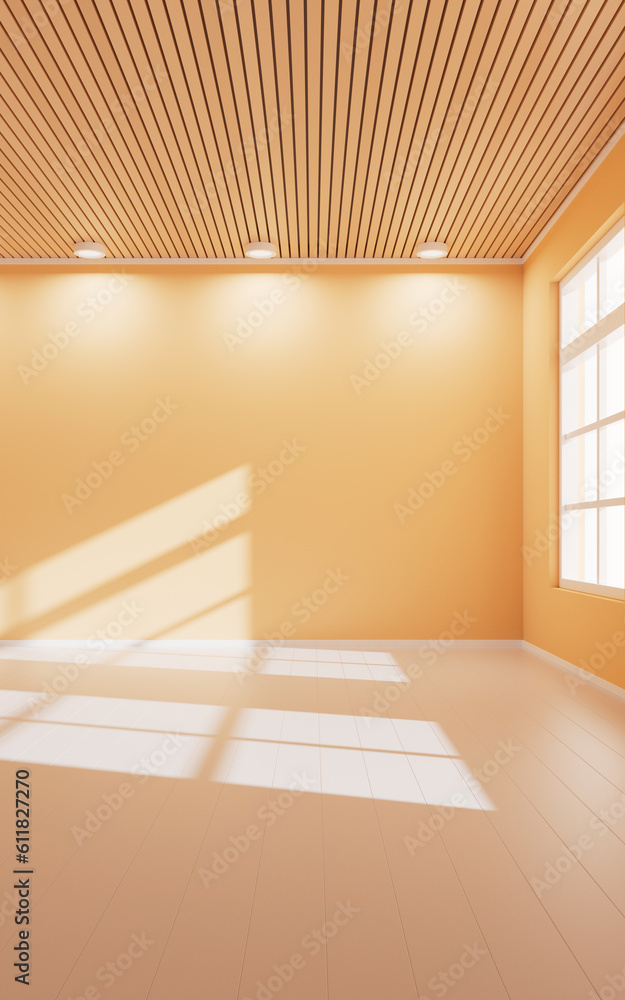 Empty room with light comes in, 3d rendering.