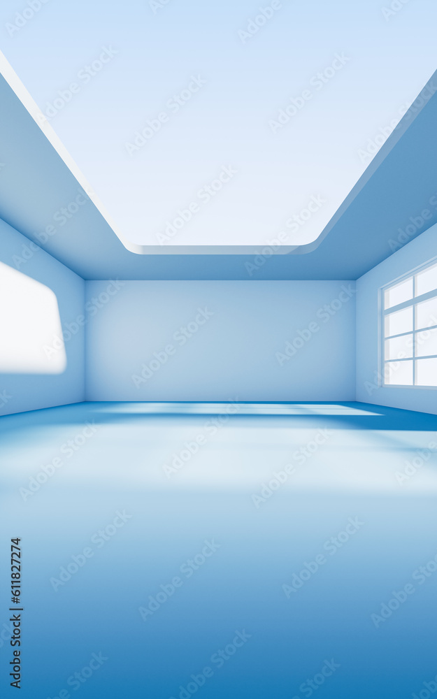 Empty room with light comes in, 3d rendering.