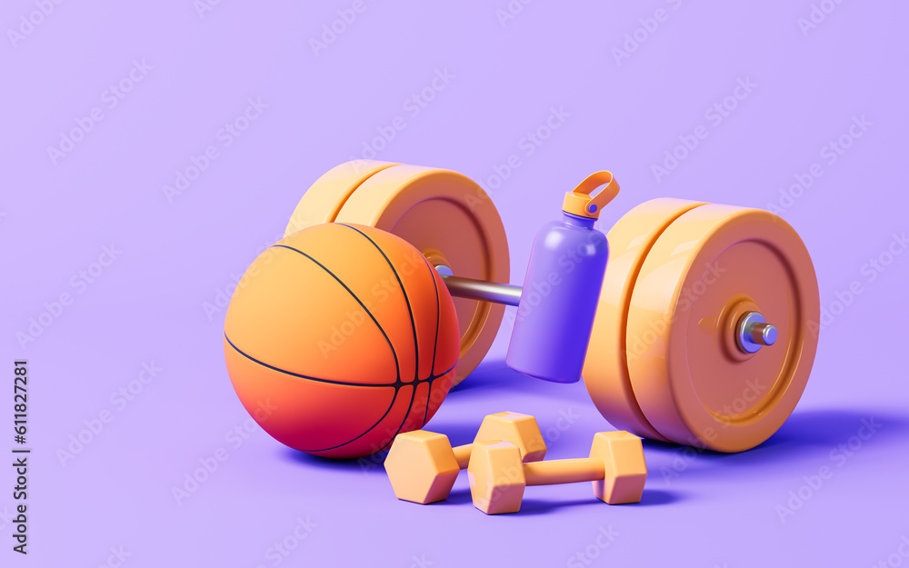 Fitness with cartoon style, 3d rendering.