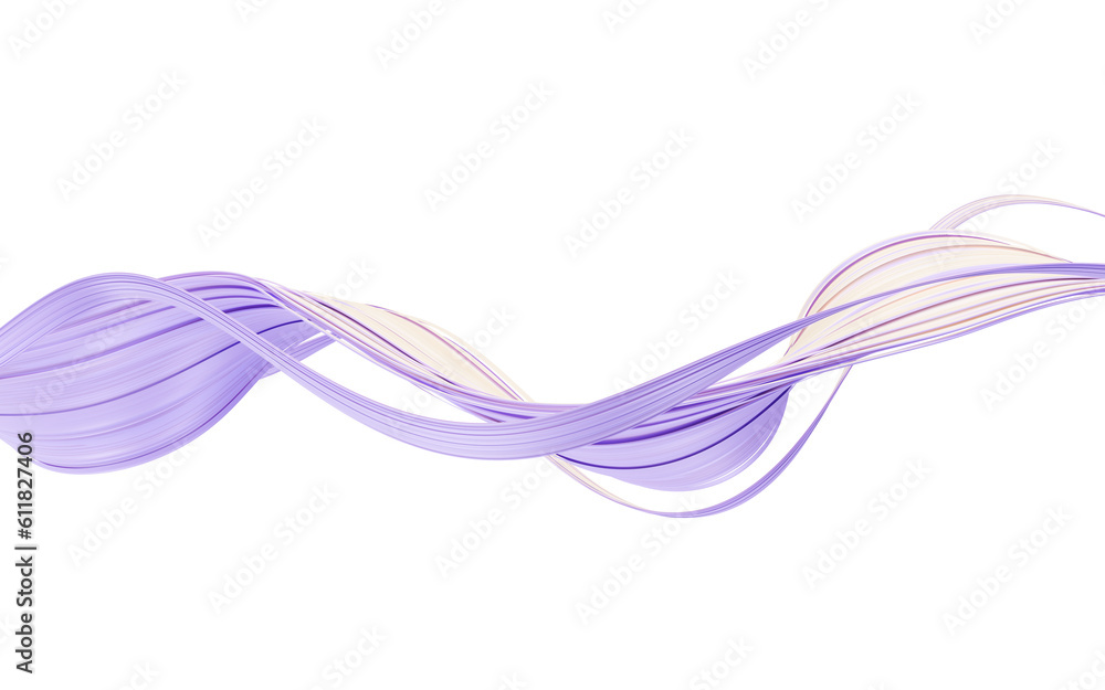 Flowing curve geometry lines, 3d rendering.