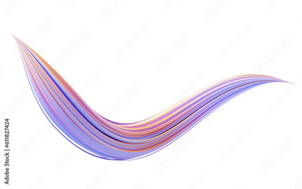 Flowing curve geometry lines, 3d rendering.