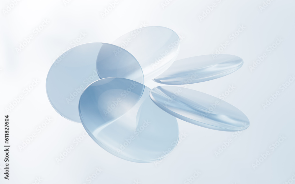 Round glass geometry background, 3d rendering.