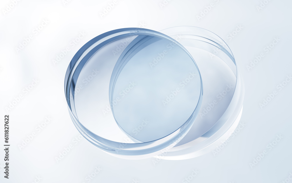 Round glass geometry background, 3d rendering.